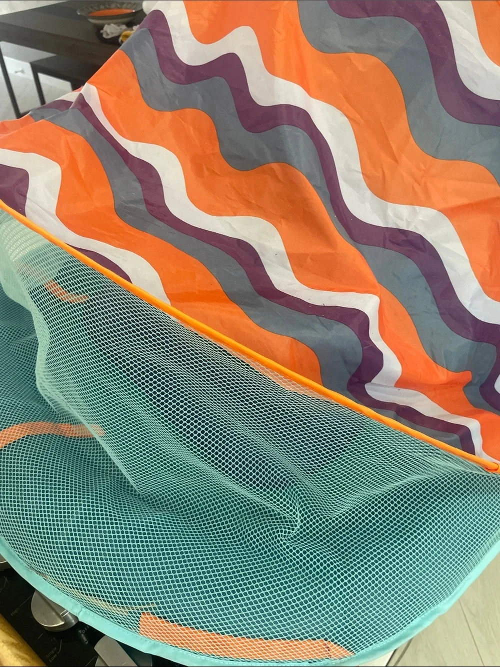 SwimSchool Kids Teal & Blue Inflatable Baby Float with Sun Canopy
